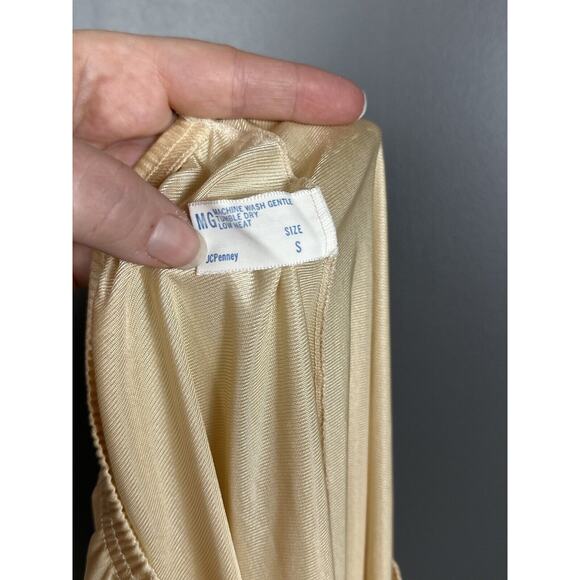Vintage MG JCPenney Half Slip Size Small Double High Slit Antron III Nylon Tan - Picture 8 of 9